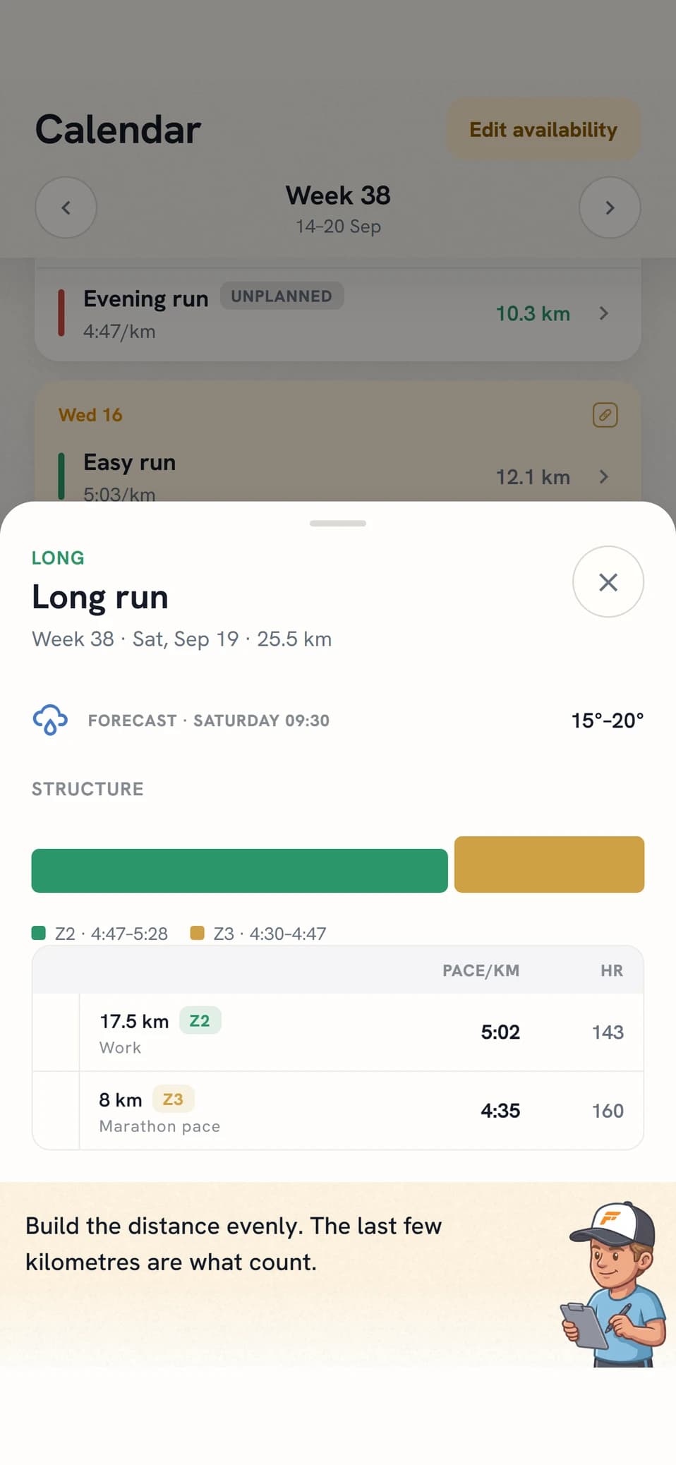 The long run as the coach set it up
