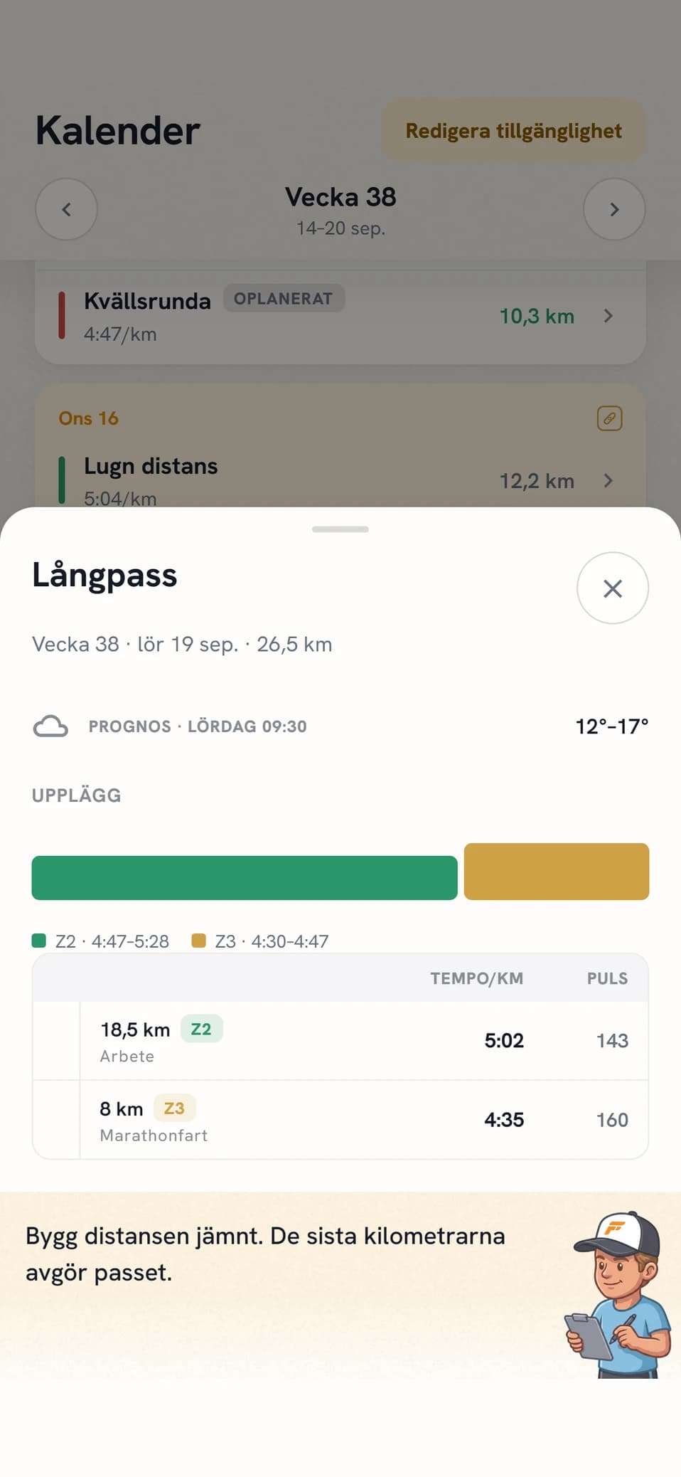 Långpasset med coachens upplägg